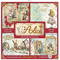 STAMPERIA Paper Pad 12X12 22PK Bloc Hojas de 30-5 x 30-5 cm (12 x 12 Pulgadas) Single Face- Alice- 22 Diseños-1 Unidad…